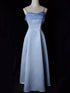 Elegant Light Blue A-Line Evening Gown, Light Blue Satin with Chiffon Long Prom Dress