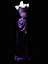Dark Purple Corset Straps Prom Dress, Ruched Satin Evening Gown with Slit