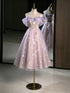 Cute Light Purple Tulle with Lace Applique Short Party Dress, Cute Short Homecoming Dress