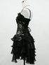 Cute Sweetheart Organza Beaded Straps Short Party Dress, Organza High Low Graduation Dress