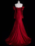 Elegant Wine Red Mermaid Long Sleeves Evening Dress, Wine Red Prom Dress