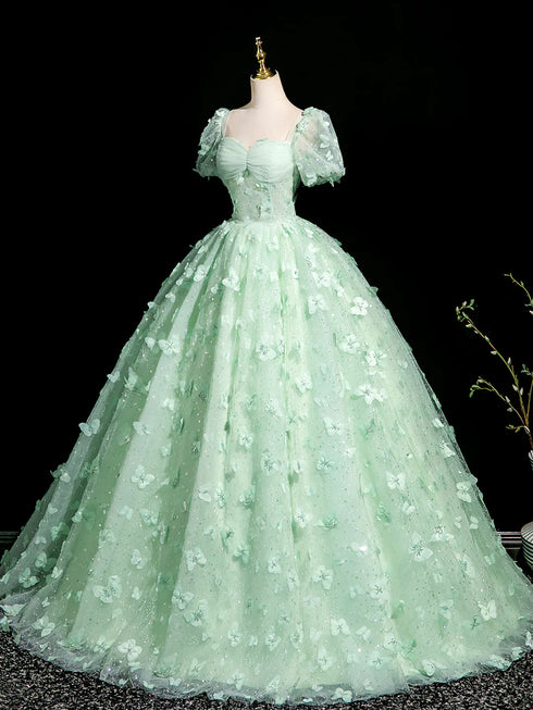Green Lace Sweetheart Long Formal Dress Evening Dress, Green Lace Party Dress