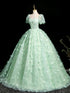 Green Lace Sweetheart Long Formal Dress Evening Dress, Green Lace Party Dress