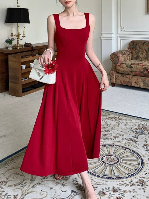 Wine Red Straps Long Evening Dress Prom Dress, Lovely Wine Red Party Dress