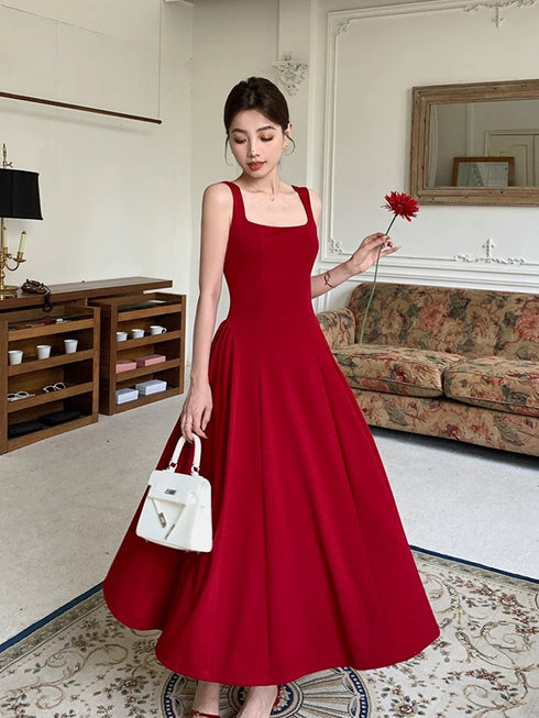 Wine Red Straps Long Evening Dress Prom Dress, Lovely Wine Red Party Dress