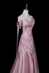 Elegant Pink Satin Off Shoulder Mermaid Party Gown, Pink Long Formal Dress Evening Dress