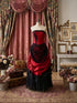 Strapless Red Corset Prom Dress with Black Lace, Gothic Long Formal Dress Evening Dress
