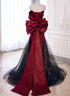 Black and Red Long Party Dress Prom Dress, Sweetheart Satin Evening Dress Formal Dress
