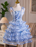 Light Blue Tulle Sweetheart Layers Homecoming Dress, Light Blue Short Party Dress Formal Dress
