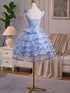 Light Blue Tulle Sweetheart Layers Homecoming Dress, Light Blue Short Party Dress Formal Dress