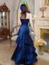 Navy Blue Mermaid Straps Evening Dress Party Dress, Navy Blue Floor Length Prom Dress