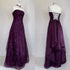 Gothic Purple Strapless A-Line Evening Dress, Strapless Floral Lace Long Prom Dress Party Dress