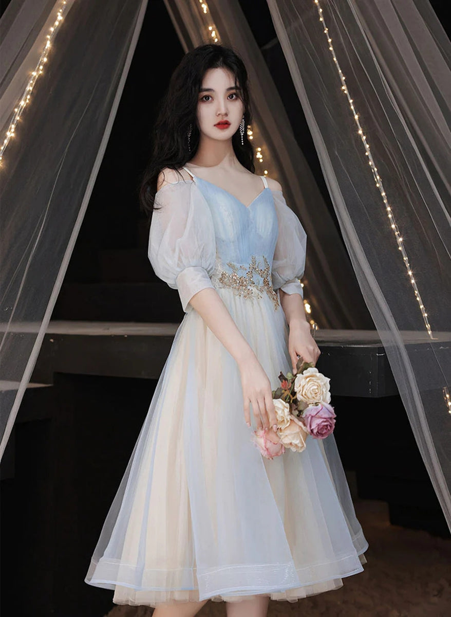 Blue Cute Short Prom Dress, Blue Homecoming Dress main image 0