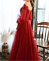 Wine Red Prom Dress Lace Evening Dress Party Dress, A-line Wine Red Formal Dress