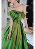 Green Satin A-line Long Formal Dress, Green Simple Pretty Floor Length Prom Dress