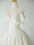 Ivory Satin V-neckline Long Party Dress, Ivory Satin Long Evening Dress Wedding Dress