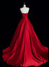 Red Simple Satin Long Party Dress Evening Dress, Red Satin Formal Dress