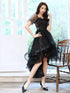 Cute Black High Low Tulle with Lace Applique Party Dress, Black Tulle Homecoming Dress