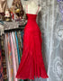 Red Chiffon Straps Long Evening Dress Prom Dress, Red Floor Length Party Dress