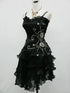 Cute Sweetheart Organza Beaded Straps Short Party Dress, Organza High Low Graduation Dress