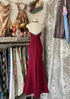 Wine Red Mermaid Lace Straps Beaded Party Dress, Wine Red Long Prom Dress
