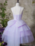 Light Purple Sweetheart Tulle Beaded Homecoming Dress, Light Purple Short Party Dress