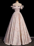 Pink Statin Off Shoulder Floral Long Party Dress, Pink Sweetheart Prom Dress Evening Dress