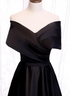 Black Satin Sweetheart Off Shoulder Party Dress, Black A-line Long Formal Dress
