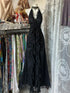 Cute Black Lace V-Neckline A-Line Halter Party Dress, Black Charming Style Prom Dress