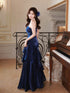 Navy Blue Mermaid Straps Evening Dress Party Dress, Navy Blue Floor Length Prom Dress