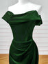 Green Velvet Mermaid Off Shoulder Long Formal Dress, Green Velvet Prom Dress Evening Dress