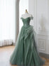 A-line Off Shoulder Tulle with Flowers Party Dress, Tulle Sweetheart Prom Dress Evening Dress