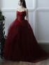 Wine Red Satin and Tulle Sweetheart Party Dress, Wine Red Prom Dress Evening Dress