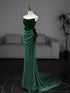 Green Strapless Velvet and Sequins Long Party Dress, Green Mermaid Long Prom Dress