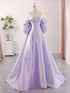Charming Purple Satin Off Shoulder Evening Dress, Purple Satin Long Prom Dress