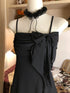 Black Chiffon A-line Straps Knee Length Homecoming Dress, Simple Black Short Party Dress