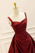 Wine Red Straps A-line Long Formal Dress, Simple Style Wine Red Prom Dress Evening Dress