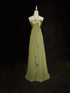 A-line Halter Chiffon and Satin Long Party Dress, Green Low Back Prom Dress
