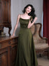 A-line Green Soft Satin Simple Style Prom Dress, Green Floor Length Evening Dress
