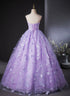 Purple Lovely Long Lace Sweet 16 Dress, Purple Lace Prom Dress Party Dress