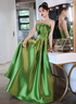 Green Satin A-line Long Formal Dress, Green Simple Pretty Floor Length Prom Dress