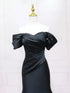 Black Mermaid Satin Off Shoulder Party Dress, Black Satin Mermaid Evening Dress Prom Dress