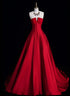 Red Simple Satin Long Party Dress Evening Dress, Red Satin Formal Dress