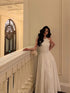 A-line Chiffon White Halter Long Party Dress, White Chiffon Wedding Party Dress