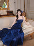 Navy Blue Mermaid Straps Evening Dress Party Dress, Navy Blue Floor Length Prom Dress