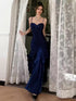 Navy Blue Mermaid Sweetheart Straps Long Formal Dress, Navy Blue Sweetheart Prom Dress