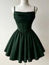 Cute Green Straps Knee Length Homecoming Dress, Short Square Party Dress Formal Dress