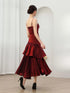 Wine Red Mermaid Straps Long Evening Dress Formal Dress, Wine Red Satin Prom Dress