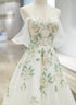A-line Ivory Tulle with Flower Lace Wedding Party Dress, Ivory Formal Dress