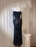Chic Spaghetti Straps Black Lace Evening Dress Prom Dress, Black Lace Long Party Dress